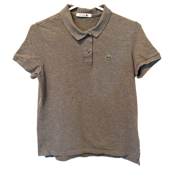 Lacoste Tops - Preppy Lacoste Women's Slim-Fit Short-Sleeve Gray Polo Cotton Piqué  Sz 40